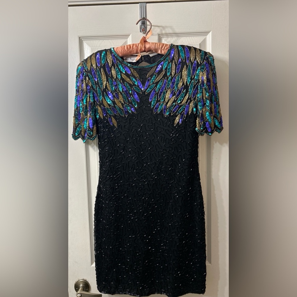 Lawrence kazar sequined vintage dress size PL